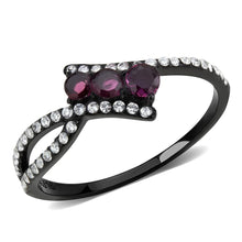 Load image into Gallery viewer, Rings for Women Black 316L Stainless Steel DA324 - AAA Grade Cubic Zirconia in Fuchsia

