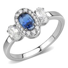 Load image into Gallery viewer, Silver Rings for Women 316L Stainless Steel DA337 - Spinel in London Blue
