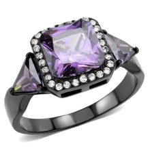 Load image into Gallery viewer, Rings for Women Black 316L Stainless Steel DA346 - AAA Grade Cubic Zirconia in Amethyst

