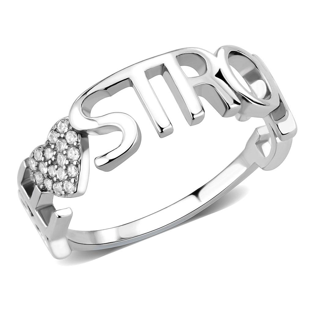 Rings for Women Silver 316L Stainless Steel DA356 - AAA Grade Cubic Zirconia in Clear