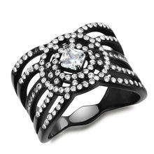 Load image into Gallery viewer, Rings for Women Black 316L Stainless Steel DA363 - AAA Grade Cubic Zirconia in Clear

