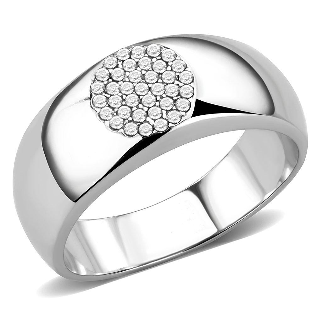 Silver Rings for Women 316L Stainless Steel DA367 - AAA Grade Cubic Zirconia in Clear
