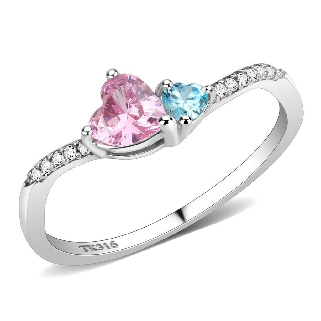 Silver Rings for Women 316L Stainless Steel DA384Q - AAA Grade Cubic Zirconia in Multi Color