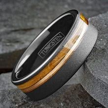 Load image into Gallery viewer, Mens Wedding Band Rings for Men Wedding Rings for Womens / Mens Rings Black Whiskey Barrel

