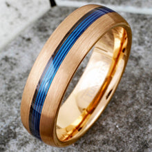 Load image into Gallery viewer, Mens Wedding Band Rings for Men Wedding Rings for Womens / Mens Rings 7mm Rose Blue Fishing Line
