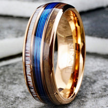 Load image into Gallery viewer, Tungsten Rings for Men Wedding Bands for Him 8mm Rose Fishing Line-Whiskey Barrel-Antler
