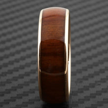 Load image into Gallery viewer, Mens Wedding Band Rings for Men Wedding Rings for Womens / Mens Rings Rose Gold Brown Wood
