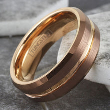Load image into Gallery viewer, Mens Wedding Band Rings for Men Wedding Rings for Womens / Mens Rings Rose Gold Bronze-Brown
