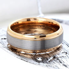 Load image into Gallery viewer, Mens Wedding Band Rings for Men Wedding Rings for Womens / Mens Rings Silver Rose Gold Plated Brushed Center
