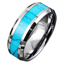 Load image into Gallery viewer, Tungsten Rings for Men Wedding Bands for Him 6mm Turquoise Center
