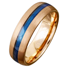 Load image into Gallery viewer, Tungsten Rings for Men Wedding Bands for Him 7mm Rose Blue Fishing Line
