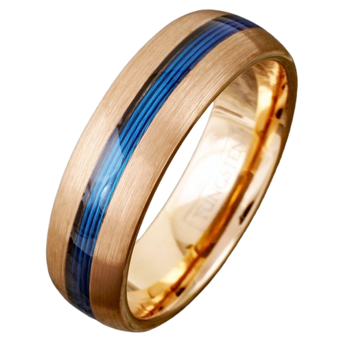 Tungsten Rings for Men Wedding Bands for Him 7mm Rose Blue Fishing Line
