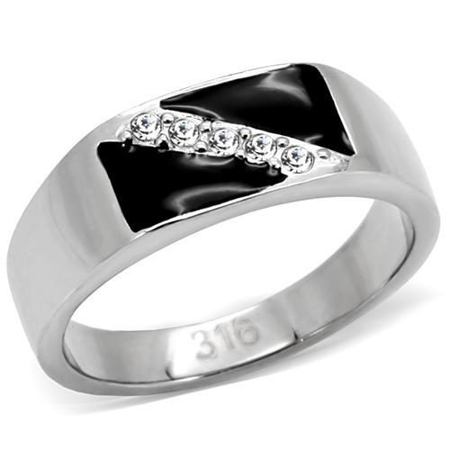 Rings for Men Silver Stainless Steel TK414701 with Top Grade Crystal in Clear