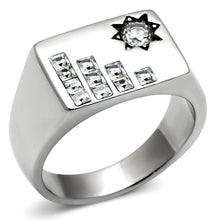 Load image into Gallery viewer, Rings for Men Silver Stainless Steel TK481 with AAA Grade Cubic Zirconia in Clear
