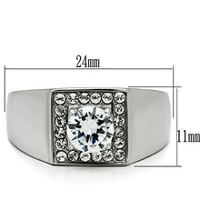 Load image into Gallery viewer, Rings for Men Silver Stainless Steel TK483 with AAA Grade Cubic Zirconia in Clear
