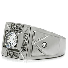 Load image into Gallery viewer, Rings for Men Silver Stainless Steel TK486 with AAA Grade Cubic Zirconia in Clear
