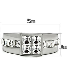 Load image into Gallery viewer, Rings for Men Silver Stainless Steel TK487 with Top Grade Crystal in Clear
