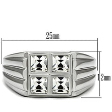Load image into Gallery viewer, Rings for Men Silver Stainless Steel TK488 with Top Grade Crystal in Clear
