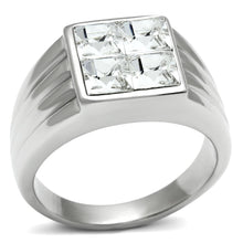 Load image into Gallery viewer, Rings for Men Silver Stainless Steel TK489 with Top Grade Crystal in Clear
