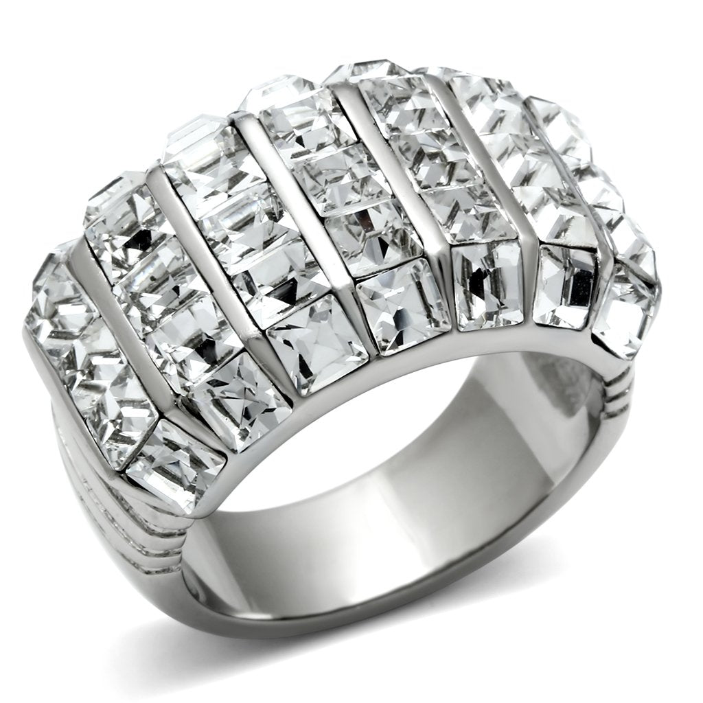 Rings for Women Silver Stainless Steel TK490 with Top Grade Crystal in Clear