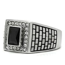 Load image into Gallery viewer, Rings for Men Silver Stainless Steel TK494 with AAA Grade Cubic Zirconia in Jet
