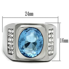 Load image into Gallery viewer, Rings for Men Silver Stainless Steel TK500 with Glass in Light Sapphire
