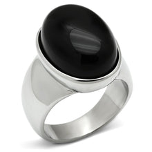 Load image into Gallery viewer, Rings for Men Silver Stainless Steel TK501 with Semi-Precious Onyx in Jet
