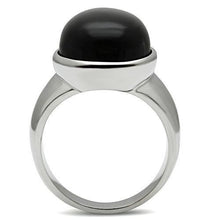Load image into Gallery viewer, Rings for Men Silver Stainless Steel TK501 with Semi-Precious Onyx in Jet
