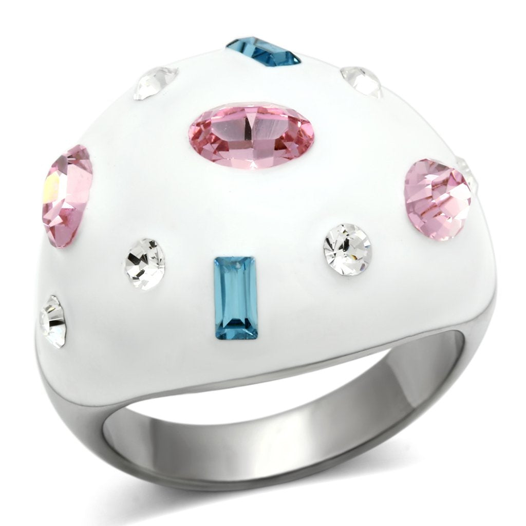 Rings for Women Silver Stainless Steel TK512 with Top Grade Crystal in Multi Color