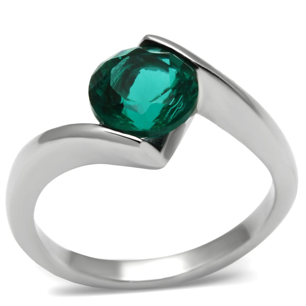Rings for Women Silver Stainless Steel TK523 with Glass in Blue Zircon