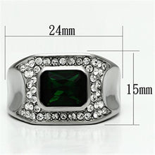 Load image into Gallery viewer, Rings for Men Silver Stainless Steel TK590 with Glass in Emerald
