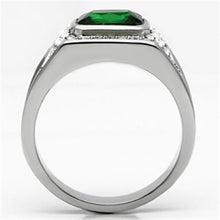 Load image into Gallery viewer, Rings for Men Silver Stainless Steel TK590 with Glass in Emerald
