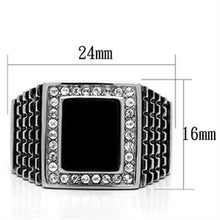 Load image into Gallery viewer, Rings for Men Silver Stainless Steel TK592 with Stone in Jet
