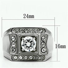 Load image into Gallery viewer, Rings for Men Silver Stainless Steel TK593 with AAA Grade Cubic Zirconia in Clear
