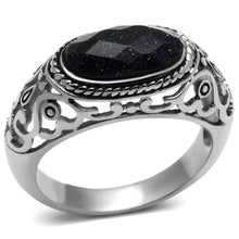 Load image into Gallery viewer, Rings for Men Silver Stainless Steel TK599 with Blue Sand in Montana
