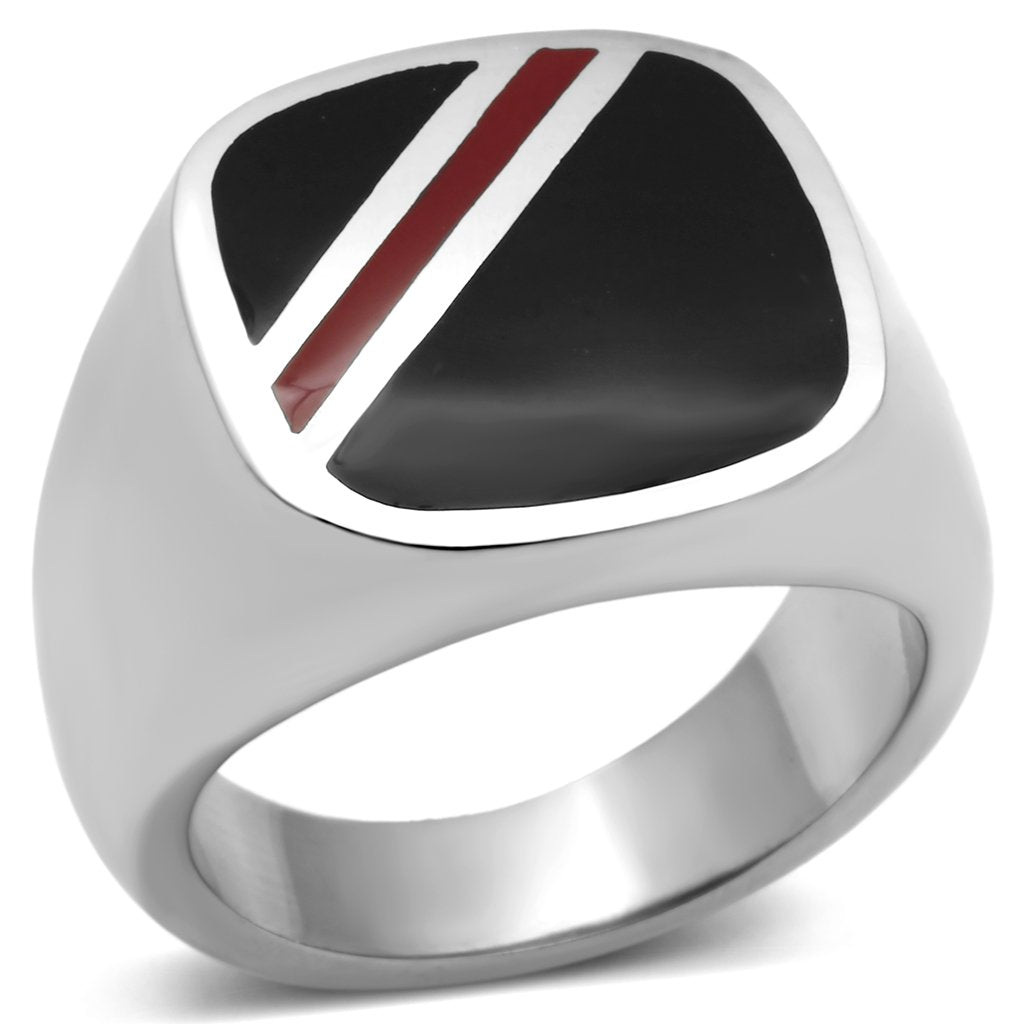 Rings for Men Silver Stainless Steel TK602 with Epoxy in Multi Color