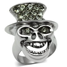 Load image into Gallery viewer, Rings for Women Silver Stainless Steel TK605 with Top Grade Crystal in Black Diamond
