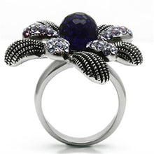 Load image into Gallery viewer, Silver Rings for Women Stainless Steel TK607 with Glass in Amethyst
