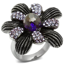 Load image into Gallery viewer, Rings for Women Silver Stainless Steel TK607 with Glass in Amethyst
