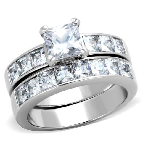 Silver Rings for Women Stainless Steel TK61206 with AAA Grade Cubic Zirconia in Clear