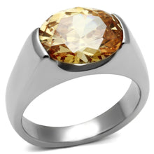 Load image into Gallery viewer, Silver Rings for Women Stainless Steel TK622 with AAA Grade Cubic Zirconia in Champagne
