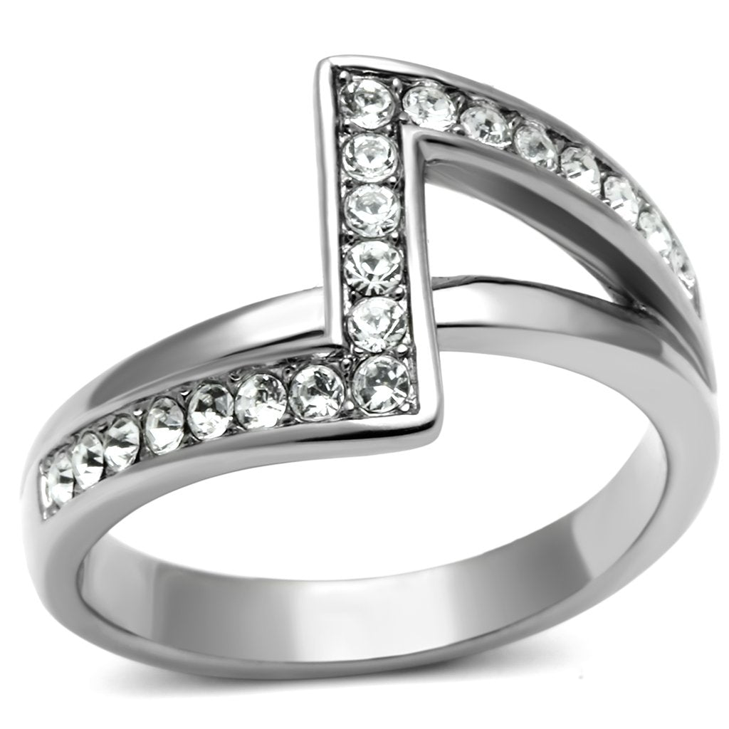 Rings for Women Silver Stainless Steel TK624 with Top Grade Crystal in Clear