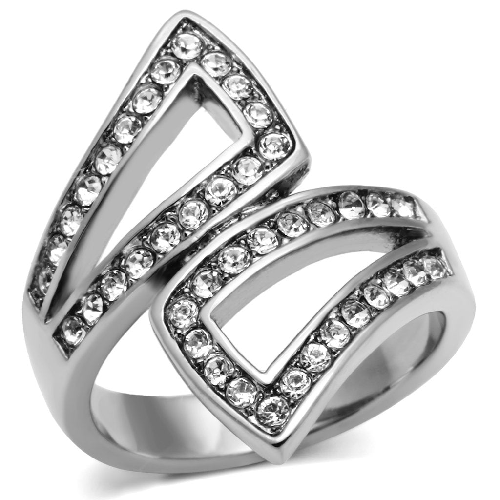 Rings for Women Silver Stainless Steel TK625 with Top Grade Crystal in Clear