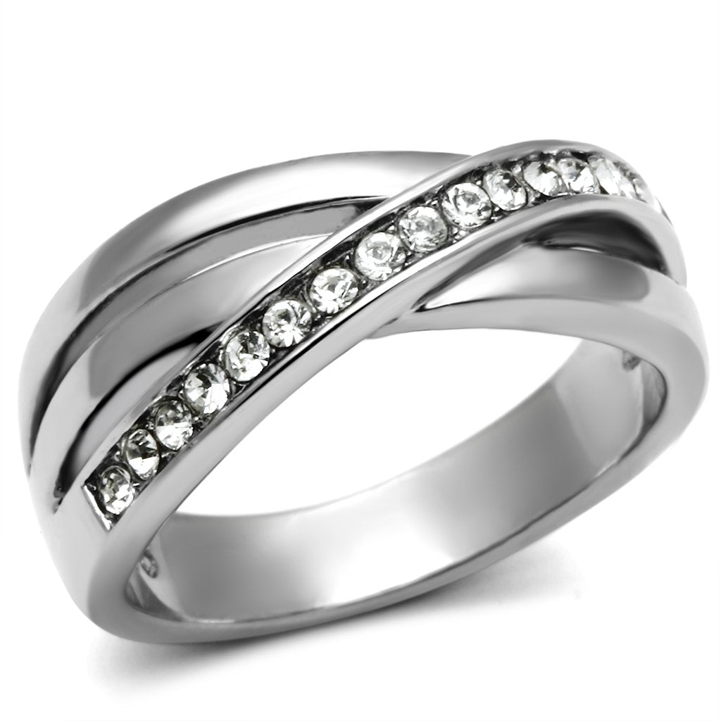 Rings for Women Silver Stainless Steel TK626 with Top Grade Crystal in Clear