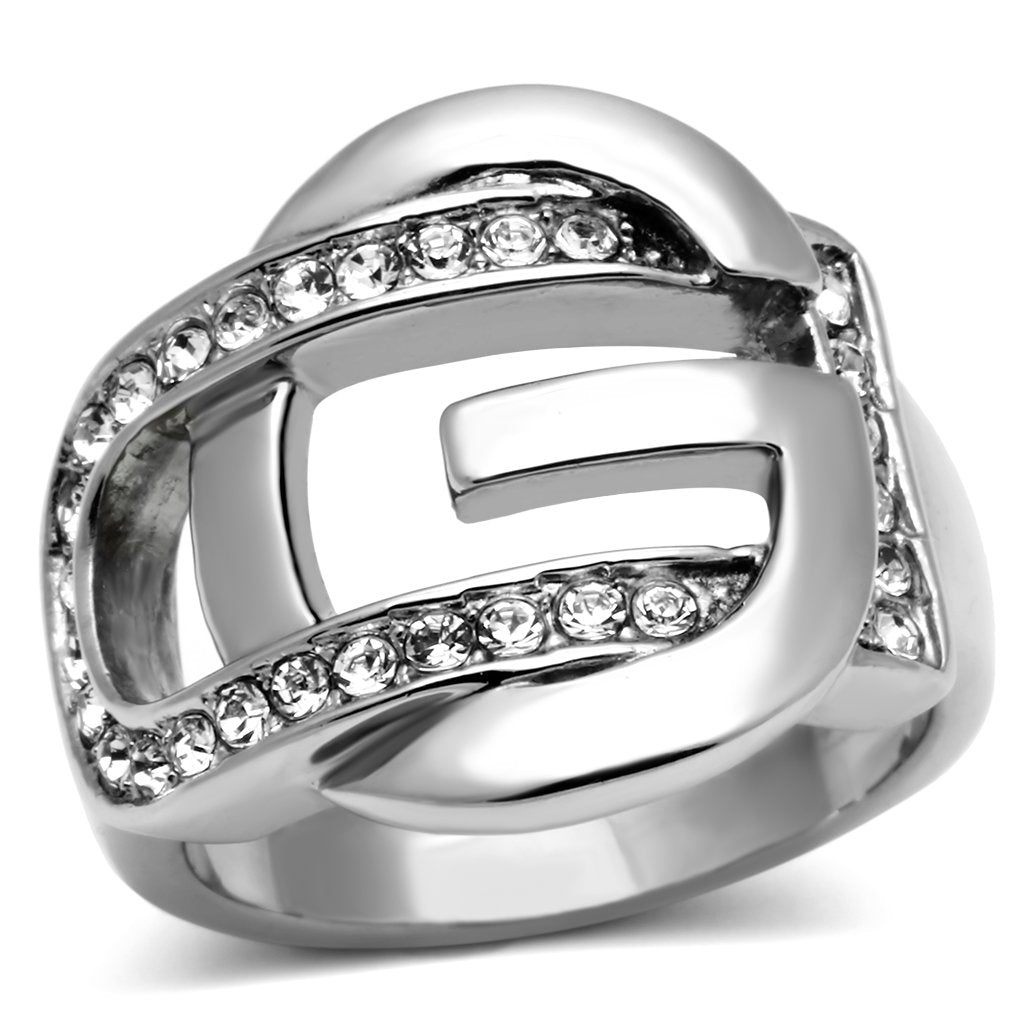 Rings for Women Silver Stainless Steel TK634 with Top Grade Crystal in Clear