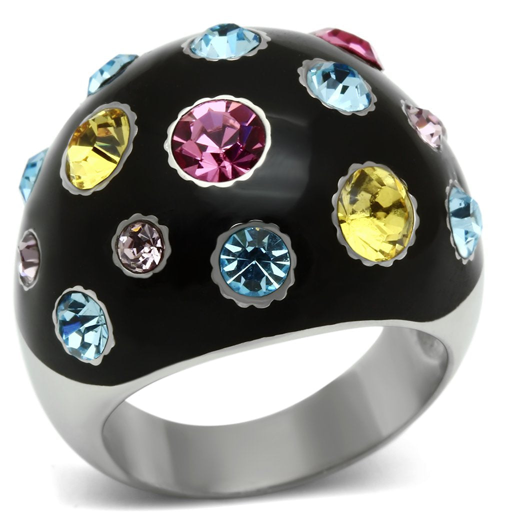 Rings for Women Silver Stainless Steel TK640 with Top Grade Crystal in Multi Color