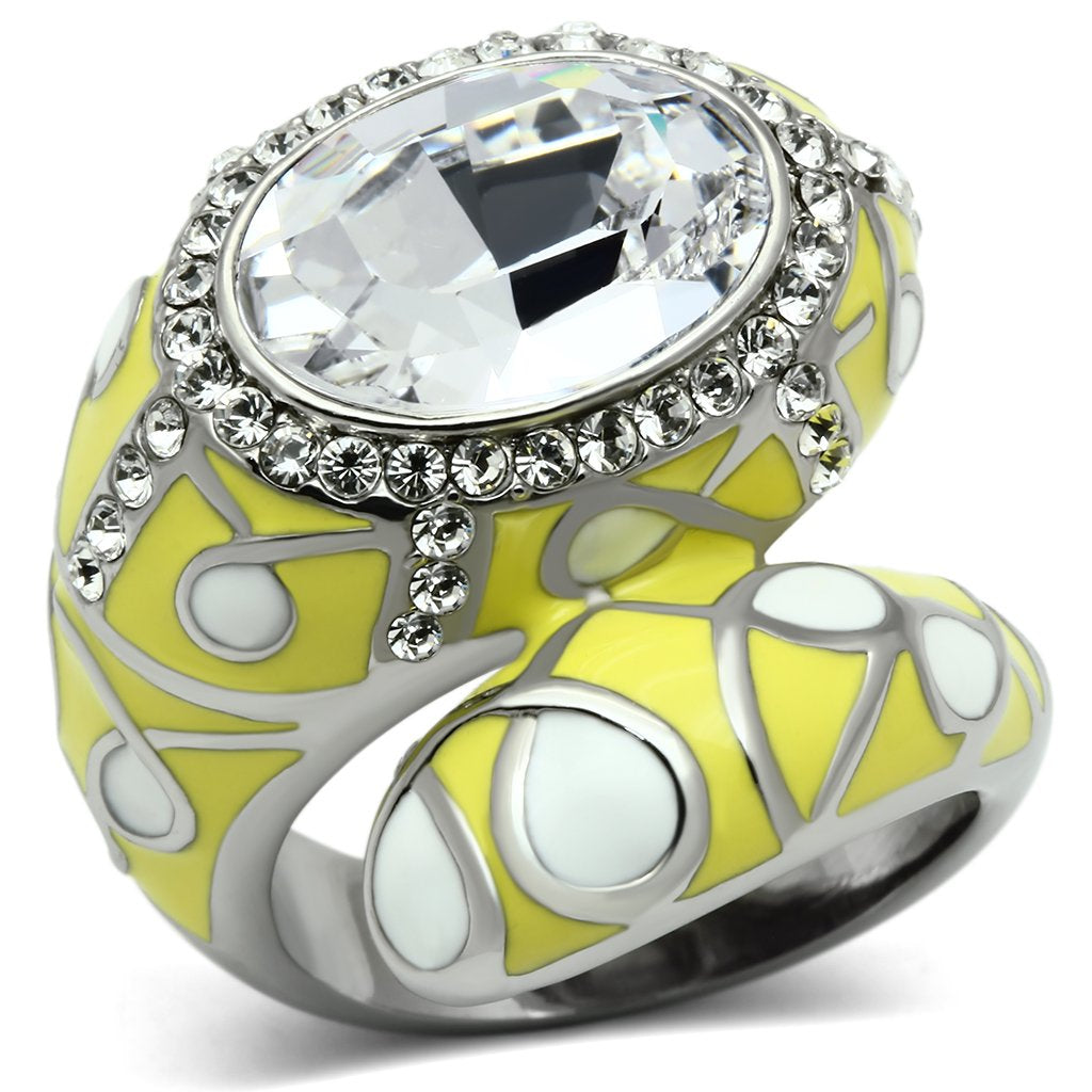 Rings for Women Silver Stainless Steel TK643 with Top Grade Crystal in Clear