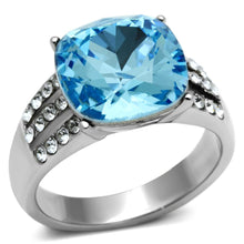 Load image into Gallery viewer, Rings for Women Silver Stainless Steel TK647 with Top Grade Crystal in Sea Blue
