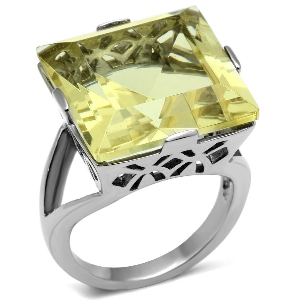 Rings for Women Silver Stainless Steel TK649 with Top Grade Crystal in Citrine Yellow
