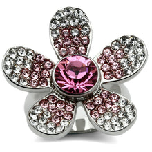 Load image into Gallery viewer, Silver Rings for Women Stainless Steel TK654 with Top Grade Crystal in Rose
